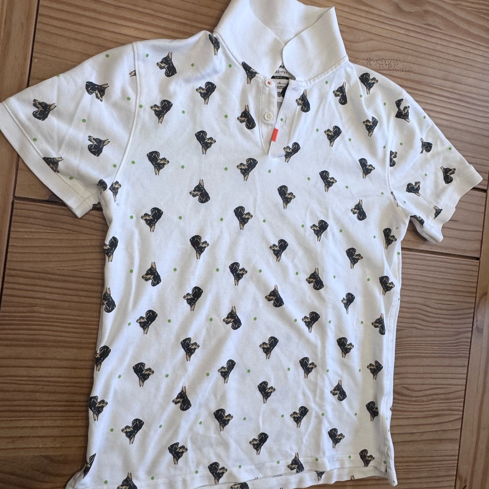 Nike mens White Polo with Dog Pattern